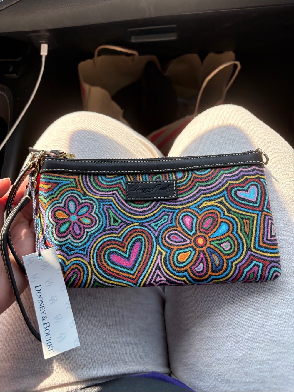 Dooney & Bourke Multicolor Floral Embroidered Wristlet - Picture 2 of 5